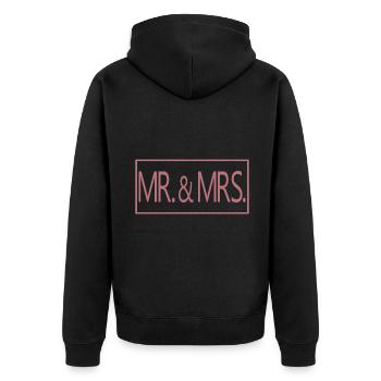 Herr & Frau Ehepaar Männer & Frauen Hochzeitsgeschenk - Unisex Premium Bio Zip Hoodie - Schwarz - Hinten - Nico (187cm)
