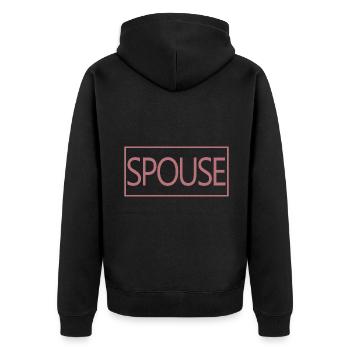 Ehepartner Matching Paar Männer & Frauen Hochzeitstag - Unisex Premium Bio Zip Hoodie - Schwarz - Hinten - Nico (187cm)