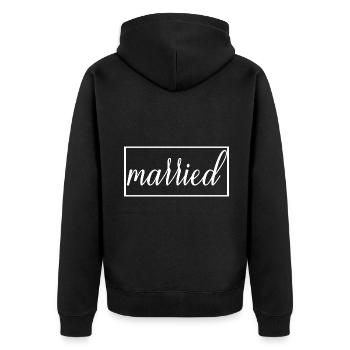 Verheiratetes passendes Paar Männer & Frauen Hochzeitstag - Unisex Premium Bio Zip Hoodie - Schwarz - Hinten - Nico (187cm)