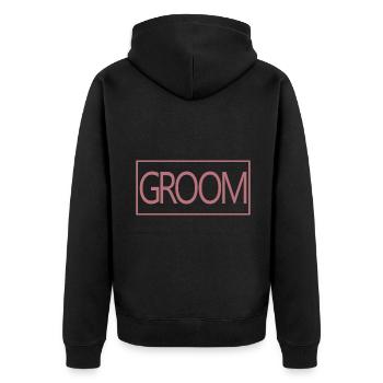 Groom - Husband To Be Wedding Party Engagement - Unisex Premium Organic Zip Hoodie - black - Back - Nico (187cm)