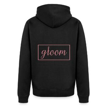Groom - Husband To Be Wedding Party Engagement - Unisex Premium Organic Zip Hoodie - black - Back - Nico (187cm)