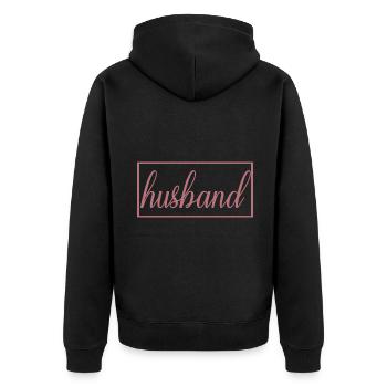 Ehemann Matching Verlobung Hochzeit Flitterwochen - Unisex Premium Bio Zip Hoodie - Schwarz - Hinten - Nico (187cm)