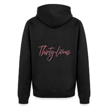 Thirty-Licious Funny 30th Birthday Party Men Women - Unisex Premium Organic Zip Hoodie - black - Back - Nico (187cm)
