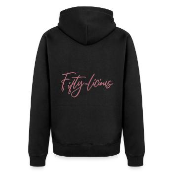 Fifty-Licious Funny 50th Birthday Party Männer Frauen - Unisex Premium Bio Zip Hoodie - Schwarz - Hinten - Nico (187cm)