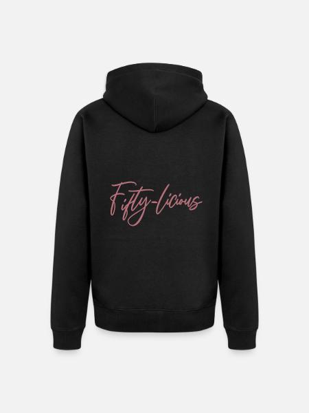 Fifty-Licious Grappige 50e Verjaardagsfeest Mannen Vrouwen - Premium økologisk unisex-hættejakke - sort