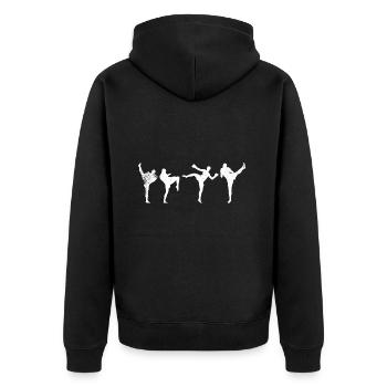 Lustige Kickboxer - Unisex Premium Bio Zip Hoodie - Schwarz - Hinten - Nico (187cm)