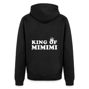 King of Mimimi - rumheulen Spruch - Unisex Premium Bio Zip Hoodie - Schwarz - Hinten - Nico (187cm)