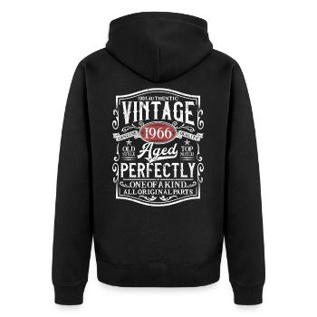 1966 Vintage Birthday Retro Gift - Unisex Premium Organic Zip Hoodie - black - Back - Nico (187cm)