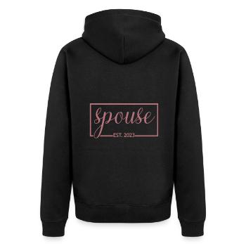 Ehepartner Est. 2023 - Männer & Frauen Hochzeitstag Geschenk - Unisex Premium Bio Zip Hoodie - Schwarz - Hinten - Nico (187cm)