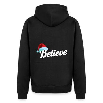Chapeau de Père Noël Croyez au cadeau de fête de Noël - Veste à capuche bio Premium Unisexe - noir - Dos - Nico (187cm)