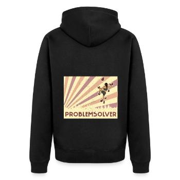 Bouldern Klettern Sportarten Turnhalle Wand - Unisex Premium Bio Zip Hoodie - Schwarz - Hinten - Nico (187cm)
