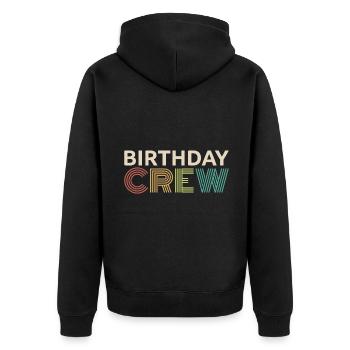 Retro Birthday Crew Matching Group Birthday Party - Unisex Premium Organic Zip Hoodie - black - Back - Nico (187cm)