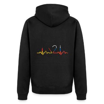 Herzschlag Deutsch Russe Herz Russisch Outfit für - Unisex Premium Bio Zip Hoodie - Schwarz - Hinten - Nico (187cm)