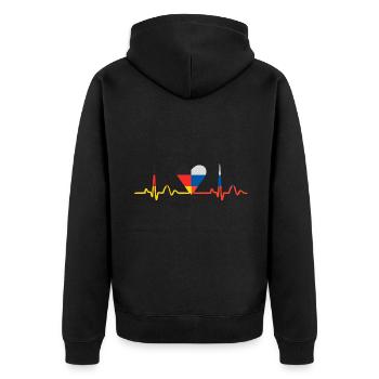 Herzschlag Deutsch Russe Herz Russisch Outfit für - Unisex Premium Bio Zip Hoodie - Schwarz - Hinten - Nico (187cm)