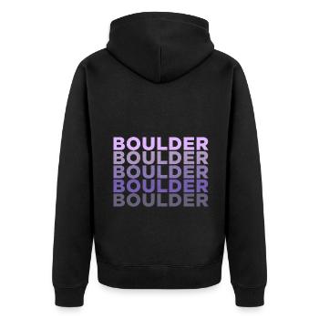 Bouldern Klettern Sportarten Turnhalle Wand - Unisex Premium Bio Zip Hoodie - Schwarz - Hinten - Nico (187cm)