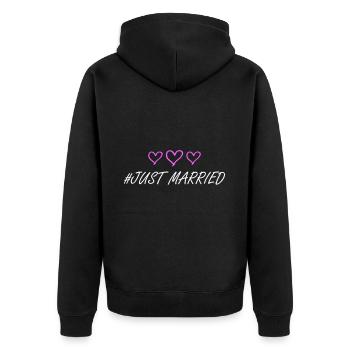Coeurs de mariage juste mariés - Veste à capuche bio Premium Unisexe - noir - Dos - Nico (187cm)