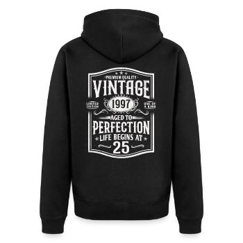 25 anniversaire 25 ans né en 1997 Cadeau - Veste à capuche bio Premium Unisexe - noir - Dos - Nico (187cm)