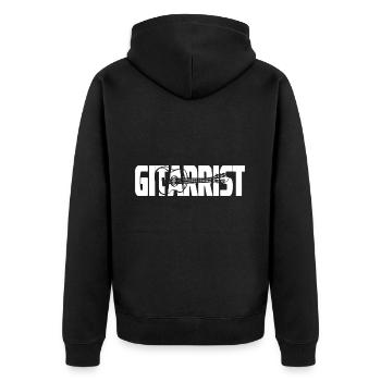 Gitarrist Gitarre Gitarren Spieler - Unisex Premium Bio Zip Hoodie - Schwarz - Hinten - Nico (187cm)