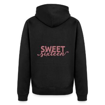 Süßes sechzehn süßes Geschenk zum 16. Geburtstag 16 Jahre alt - Unisex Premium Bio Zip Hoodie - Schwarz - Hinten - Nico (187cm)