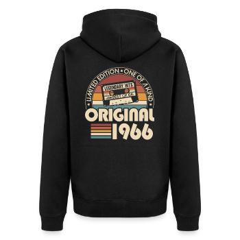 Born in 1966 Vintage Vintage Birthday Retro - Unisex Premium Organic Zip Hoodie - black - Back - Nico (187cm)