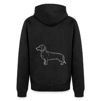 Dackel minimalistisch - Unisex Premium Bio Zip Hoodie - Schwarz - Hinten - Nico (187cm)
