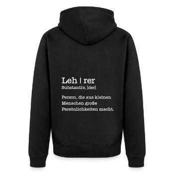 Lehrer Geschenk Student Schule - Unisex Premium Bio Zip Hoodie - Schwarz - Hinten - Nico (187cm)