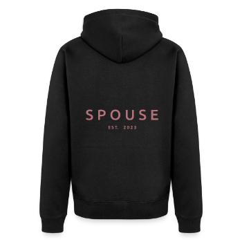 Ehepartner Est. 2023 - Männer & Frauen Hochzeitstag Geschenk - Unisex Premium Bio Zip Hoodie - Schwarz - Hinten - Nico (187cm)