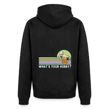 Volleyball Bier Biertrinker Volleyballtrainer - Unisex Premium Bio Zip Hoodie - Schwarz - Hinten - Nico (187cm)