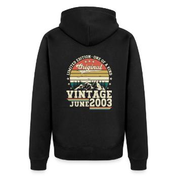 Original Juin Millésime 2003 19ème Anniversaire Hommes - Veste à capuche bio Premium Unisexe - noir - Dos - Nico (187cm)