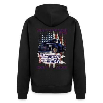 V8 Camion American Flag Beer Transporter - Veste à capuche bio Premium Unisexe - noir - Dos - Nico (187cm)
