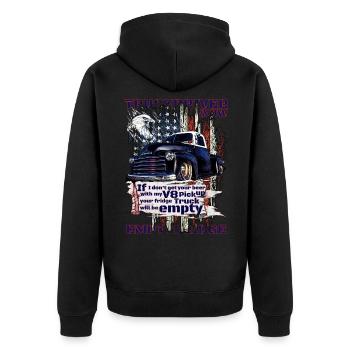 Mère Nature le camion V8 et la bière dans le frigo - Veste à capuche bio Premium Unisexe - noir - Dos - Nico (187cm)