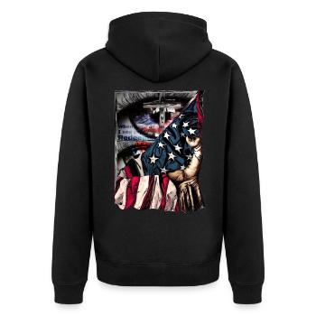 Design für Christian Church Mitarbeiter - Unisex Premium Bio Zip Hoodie - Schwarz - Hinten - Nico (187cm)