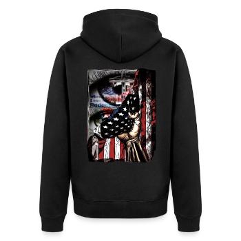 Conception pour les employés de l’église Drapeau de l’Amérique - Veste à capuche bio Premium Unisexe - noir - Dos - Nico (187cm)