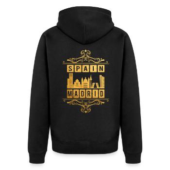 Madrid Espagne Ville Skyline Ornement Or Amour - Veste à capuche bio Premium Unisexe - noir - Dos - Nico (187cm)