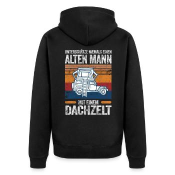 Dachzelt Camping Autozelt Abenteuer Dachzelten - Unisex Premium Bio Zip Hoodie - Schwarz - Hinten - Nico (187cm)