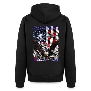 Camionneurs par passion avec une camionnette V8 - Veste à capuche bio Premium Unisexe - noir - Dos - Nico (187cm)
