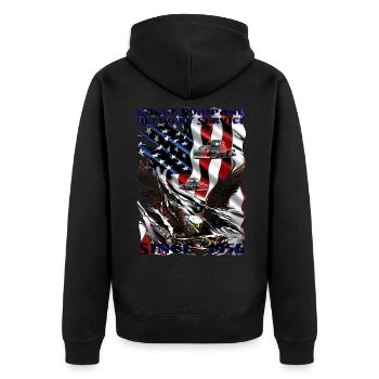 Truck Driver Vintage Birthday Gift America - Unisex Premium Organic Zip Hoodie - black - Back - Nico (187cm)