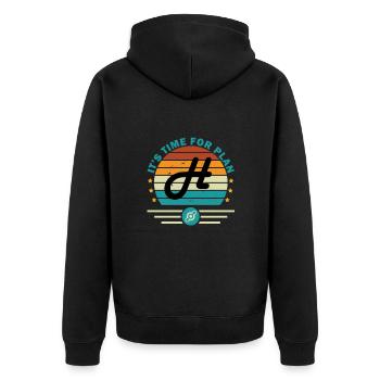 Krypto Crypto Helium Mining HNT Bitcoin Blockchain - Unisex Premium Bio Zip Hoodie - Schwarz - Hinten - Nico (187cm)