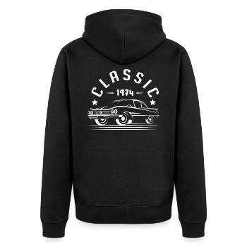 Classic 1974. - Unisex Premium Organic Zip Hoodie - black - Back - Nico (187cm)