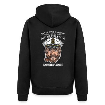 Vater und Kapitän: Die ultimative Kombination! - Unisex Premium Bio Zip Hoodie - Schwarz - Hinten - Nico (187cm)