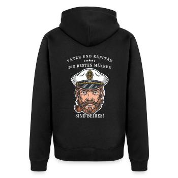 Vater und Kapitän - die besten Mann sind beides - Unisex Premium Bio Zip Hoodie - Schwarz - Hinten - Nico (187cm)