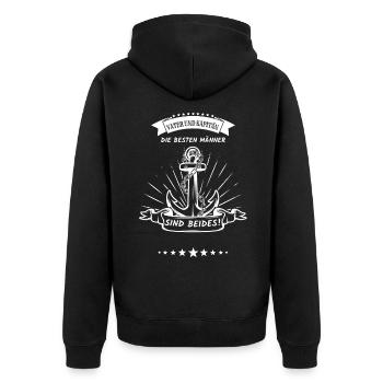 Vater und Kapitän - die besten Mann sind beides - Unisex Premium Bio Zip Hoodie - Schwarz - Hinten - Nico (187cm)