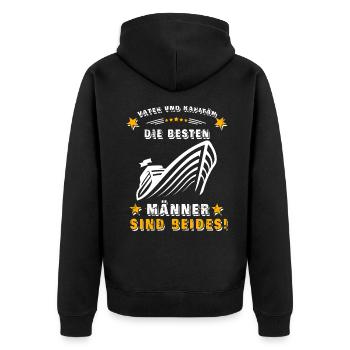 Vater und Kapitän - die besten Mann sind beides - Unisex Premium Bio Zip Hoodie - Schwarz - Hinten - Nico (187cm)