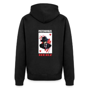 Herren Patenonkel Pate Patenschaft Onkel Patenkind - Unisex Premium Bio Zip Hoodie - Schwarz - Hinten - Nico (187cm)