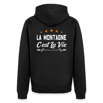 La montagne c est la vie. cadeau humour nature - Veste à capuche bio Premium Unisexe - noir - Dos - Nico (187cm)