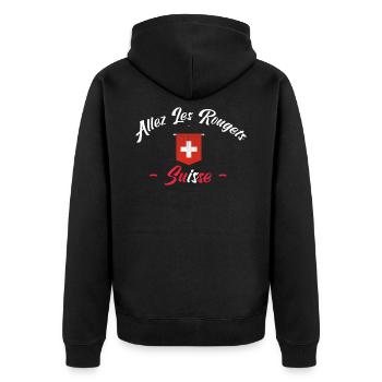 allez les Rougets. Les supporters suisses - Veste à capuche bio Premium Unisexe - noir - Dos - Nico (187cm)
