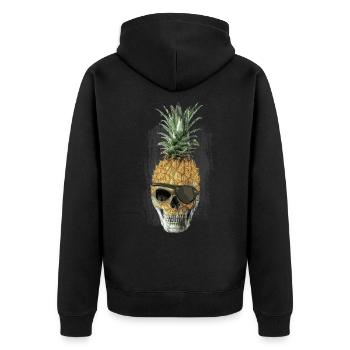 Ananas Pirat - Unisex Premium Bio Zip Hoodie - Schwarz - Hinten - Nico (187cm)