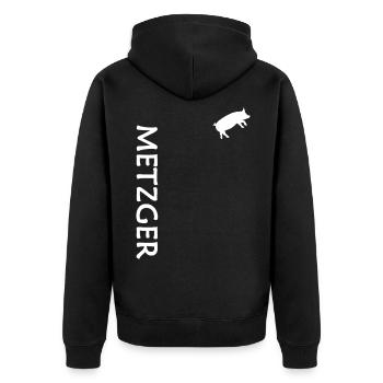 Metzger, Fleischer, Schlachter - Unisex Premium Bio Zip Hoodie - Schwarz - Hinten - Nico (187cm)