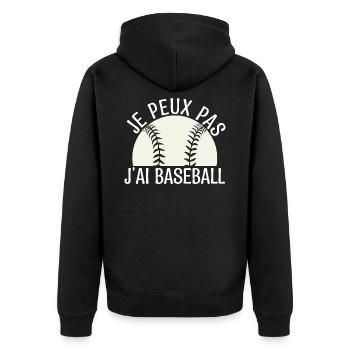 Je peux pas j'ai baseball. joueur de baseball. - Veste à capuche bio Premium Unisexe - noir - Dos - Nico (187cm)
