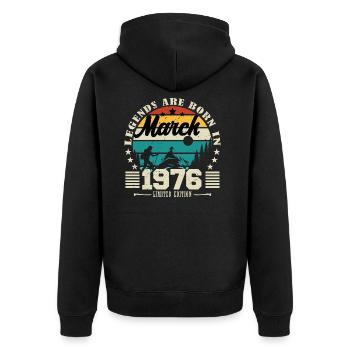 Mars 1976. Cadeau d'anniversaire mars 1976. - Veste à capuche bio Premium Unisexe - noir - Dos - Nico (187cm)